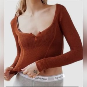 Out from under rust knit long sleeve top